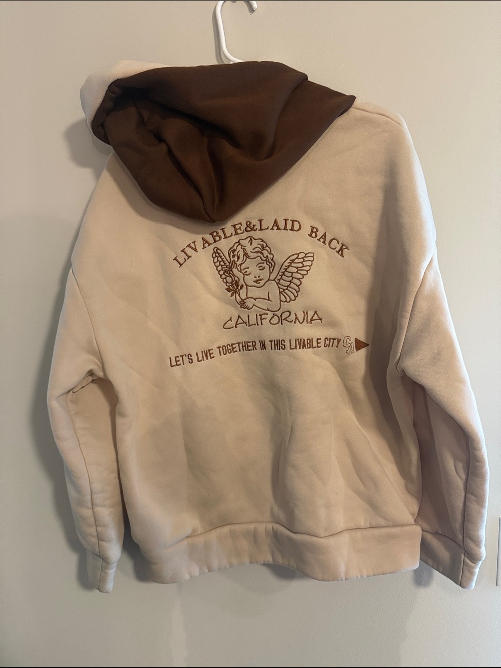 Beige & Brown Women’s Hooded Jacket - California Angel Graphic